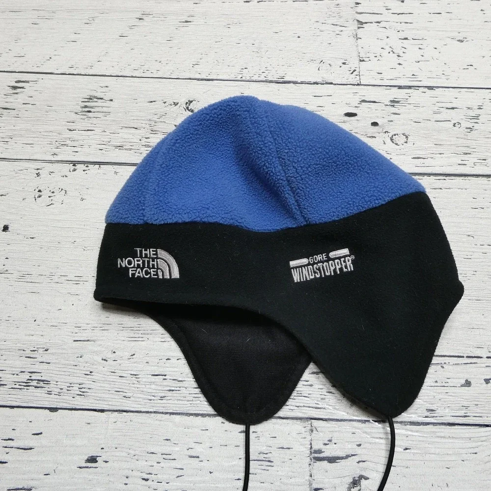 The North Face Hat Trapper Fitted Mens M Blue Black Gore Windstopper Fleece